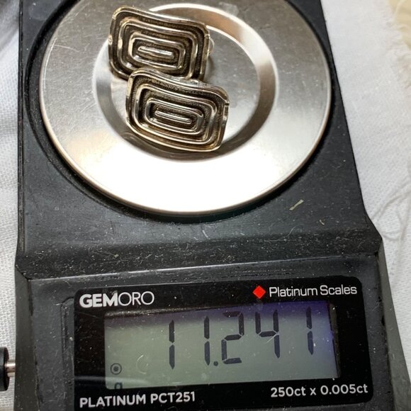 VTG Beau Sterling Silver 925 Geometric Screw Back Earrings 9/10" Length - Picture 10 of 10